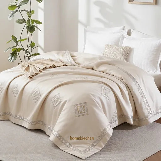 homekiechen® Cloud Palace Luxury 4-Piece Egyptian Cotton Bed Set – Sleep Like Royalty with Buttery-Soft, Cloud-Kissed Sheets for Your Private Bedroom Retreat