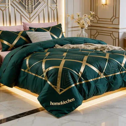 homekiechen® Cloud Embrace Luxury 4-Piece Bedding Set – 5-Star Egyptian Cotton for Royal Slumbers & Bedroom Sanctuary Makeovers